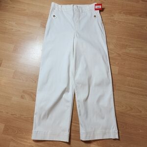 NWT Spanx XL Tall Stretch Twill Cropped Wide Leg White Pants XLT 20312T (blemish